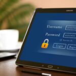 Tablet auf Tisch mit Login Fenster MS Teams