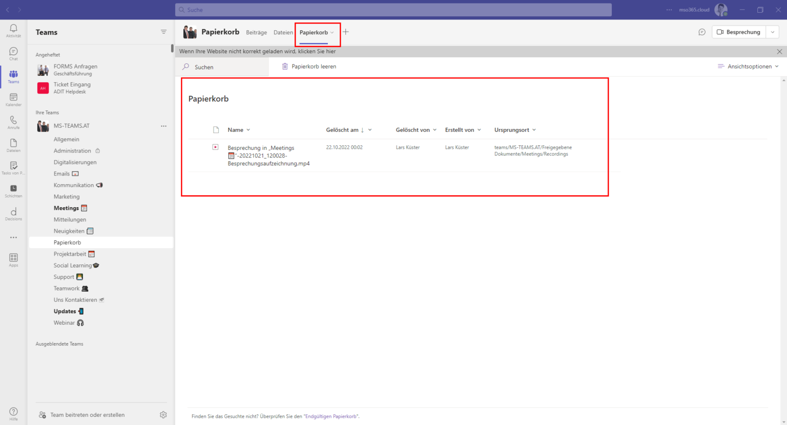 Papierkorb in ms teams einbinden ms teams microsoft teams blog